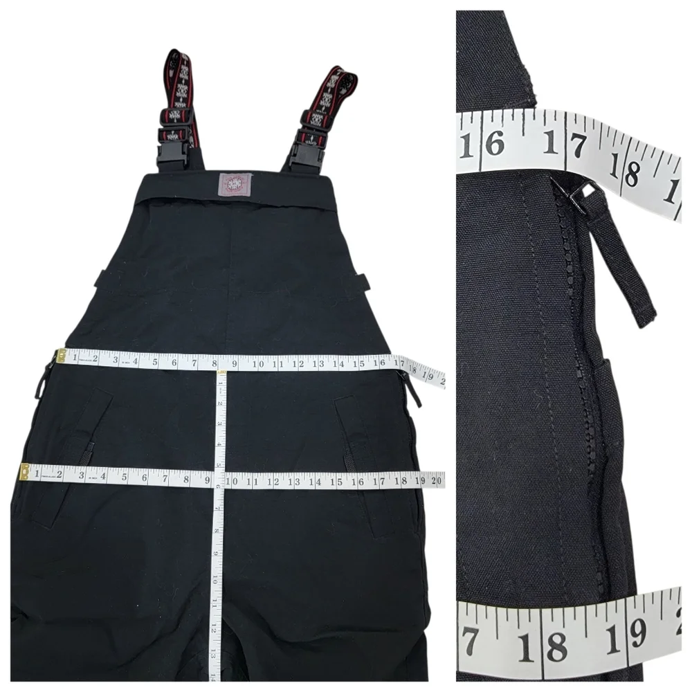 Polo Jeans Co. Ralph Lauren Ski Bib Overalls Snow Pants Black Women’s Large - Picture 16 of 17